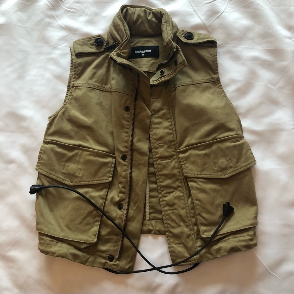 Dsquared2 cargo tan vest